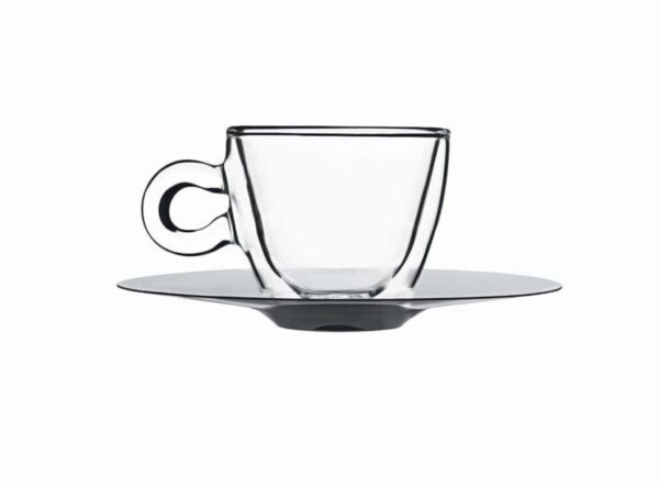 Luigi Bormioli - Espresso Cup and stainless steel saucer - 65ml (Set of 2)